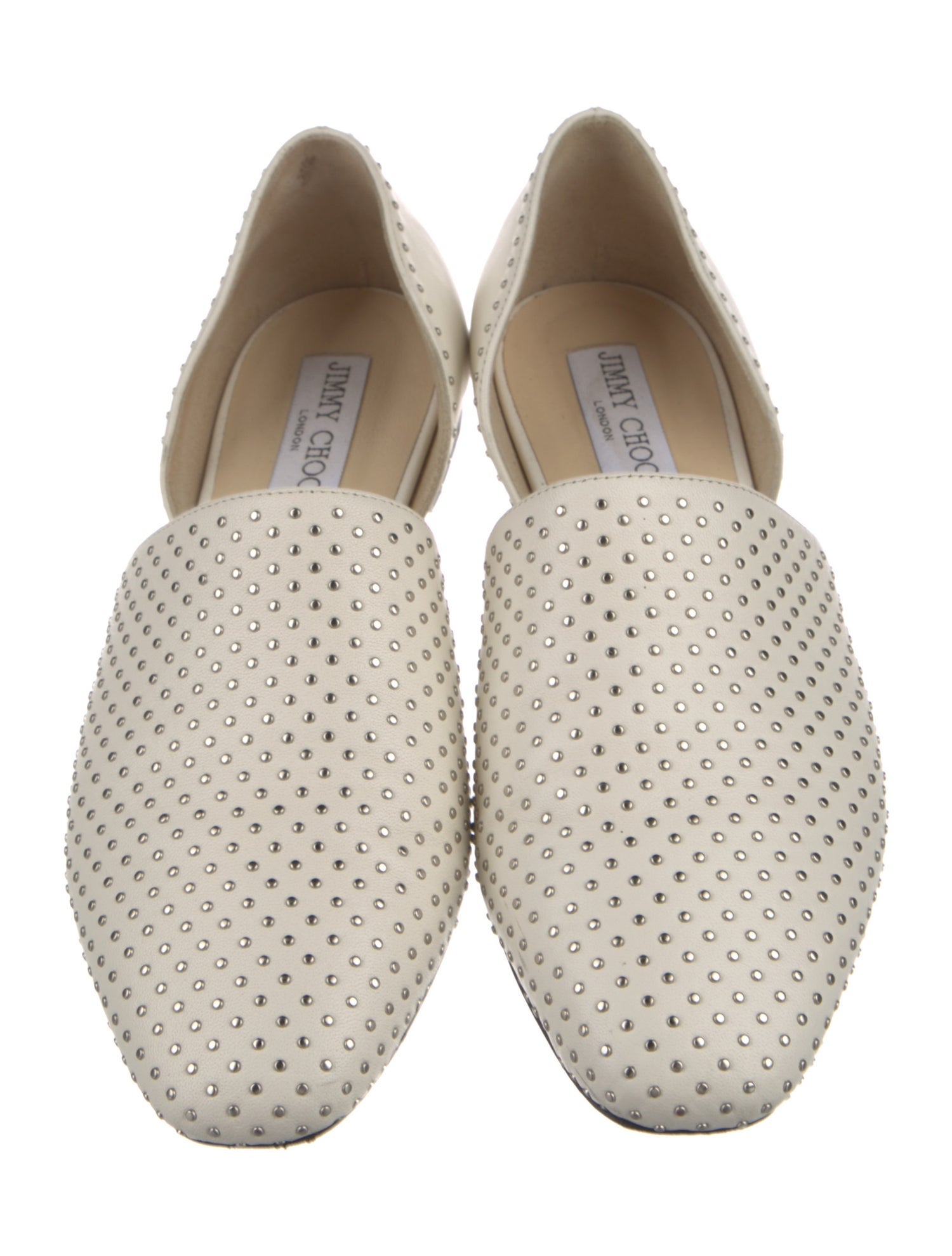 Jimmy Choo Leather Studded Accents D'Orsay Flats